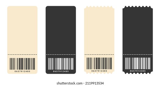 Ticket simple icon set. Coupon icons. Tickets with a barcode. Vector illustration
