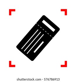 Ticket simple sign. Black icon in focus corners on white background. Isolated.