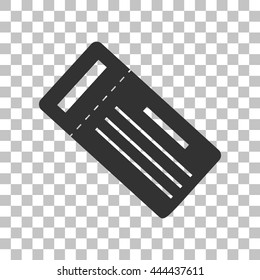 Ticket simple sign. Dark gray icon on transparent background.