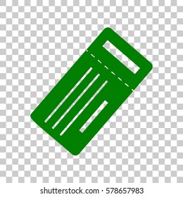Ticket simple sign. Dark green icon on transparent background.