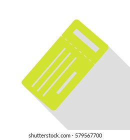 Ticket simple sign. Pear icon with flat style shadow path.