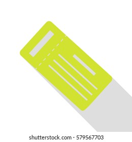 Ticket simple sign. Pear icon with flat style shadow path.