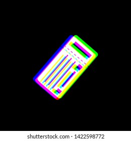 Ticket simple sign. Red, green and blue unfocused contour icon at black background. Illustration.