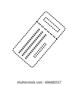 Ticket simple sign. Vector. Black dashed icon on white background. Isolated.