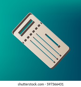 Ticket simple sign. Vector. Icon printed at 3d on sea color background.