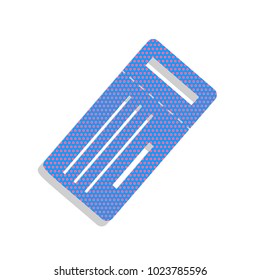 Ticket simple sign. Vector. Neon blue icon with cyclamen polka dots pattern with light gray shadow on white background. Isolated.