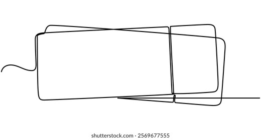 Ticket Single Line Icon, Concert or Movie Ticket, Continuous one line drawing cinema ticket. Vintage cinema ticket isolated on a white background. Vector illustration, Single continuous line drawing.