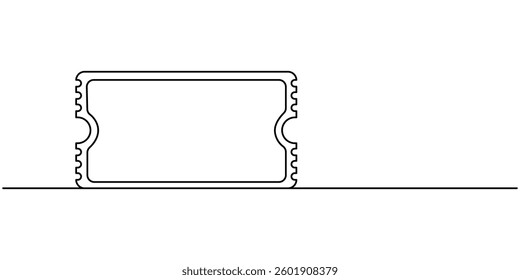 Ticket Single Line Icon, Ticket Single Line Icon, Continuous one line drawing cinema ticket. Vintage cinema ticket isolated on a white background. Vector illustration, Single