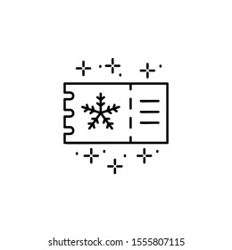 Ticket snowflake icon. Simple line, outline vector of winter vacation icons for ui and ux, website or mobile application