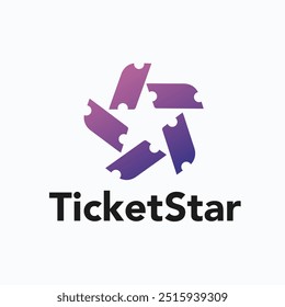 Ticket Star Logo. Modern Star-Shaped Ticket Vector Design for Event Admission, Concerts, Cinema, and Entertainment Branding