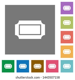 Ticket with straight edges flat icons on simple color square backgrounds