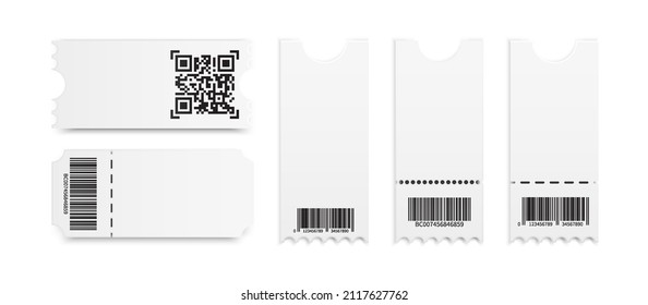 Ticket stub, coupon set for lottery, theatre. VIP pass, acess paper. Template for concert, cinema, theater and boarding tickets with ruffled edges.