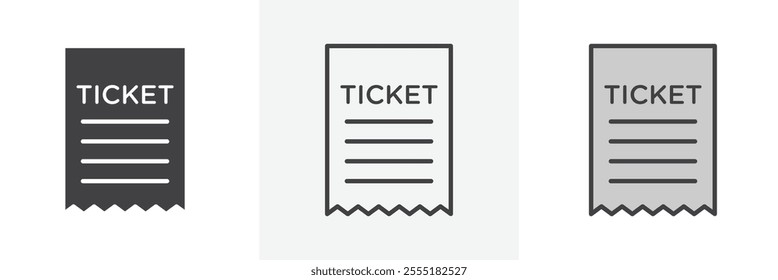 Ticket stub icon collection in black and colored style.