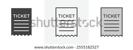 Ticket stub icon collection in black and colored style.