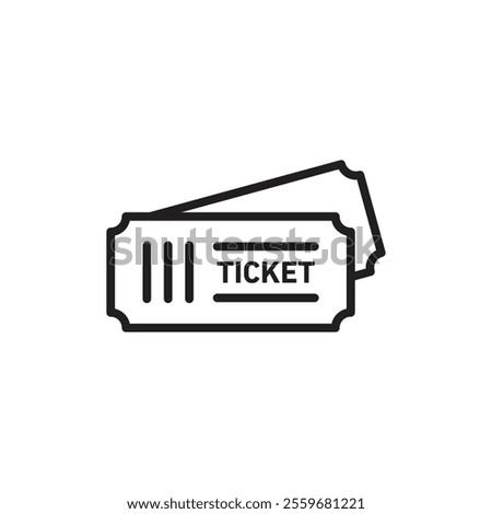 Ticket stub icon Flat art in black and white isolated
