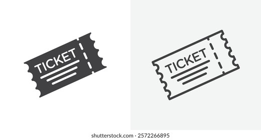 Ticket stub icons. flat and line style set