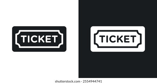 Ticket stub icons in solid black and white colors