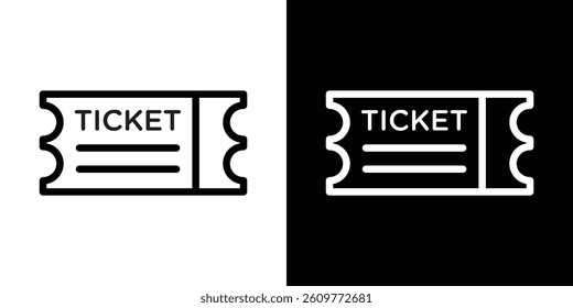 Ticket stub icons vector set in stroke line style