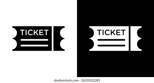 Ticket stub icons vector set in solid flat style