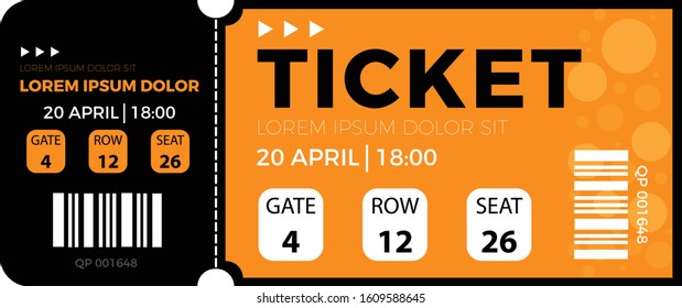 Ticket stub isolated on a background. Ticket icon vector illustration in the flat style.