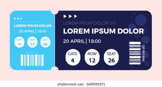 Ticket stub isolated on a background. Ticket icon vector illustration in the flat style. 
