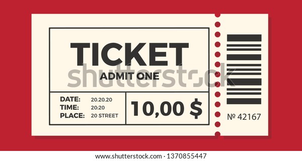 Ticket\
stub isolated on a background. Ticket icon vector illustration in\
the flat style.  Retro cinema or movie\
tickets
