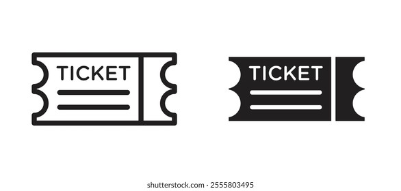 Ticket stub liner icon vector set.