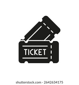 Ícone Sólido De Stub De Tíquete. Símbolo De Silhueta De Entrada De Evento, Admissão E Passagem De Acesso. Conceito De Bilhete E Entretenimento. Ilustração de vetor isolada.