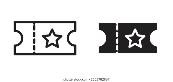 Ticket stub vector icon set in black color.