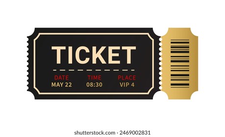 Ticket in stylish khaki colors modern design isolated on white background