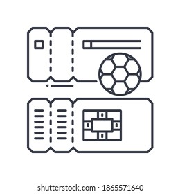 Ticket symbol icon, linear isolated illustration, thin line vector, web design sign, outline concept symbol with editable stroke on white background.