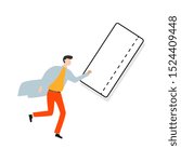 Ticket symbol icon. Mobile concept and web design. Flat cartoon character isolated on white background