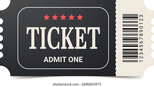 Ticket template. Admit one ticket design. Vector illustration.