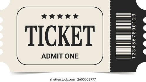 Ticket template. Admit one ticket design. Vector illustration.