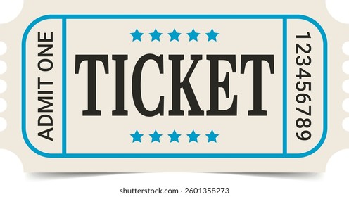 Ticket template. Admit one ticket design. Vector illustration.