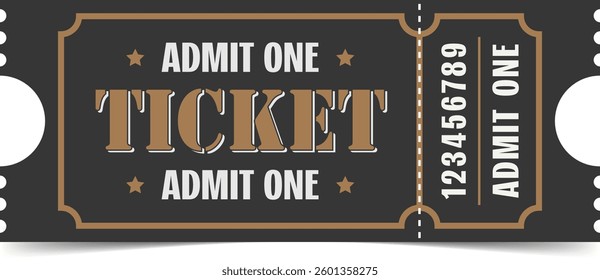 Ticket template. Admit one ticket design. Vector illustration.