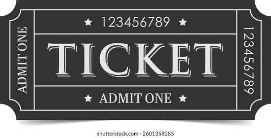 Ticket template. Admit one ticket design. Vector illustration.