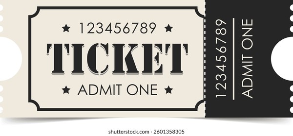 Ticket template. Admit one ticket design. Vector illustration.