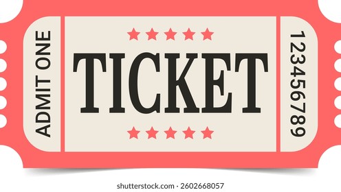 Ticket template. Admit one ticket design. Vector illustration.