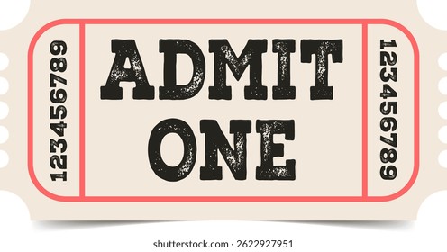 Ticket template. Admit one ticket design. Vector illustration.
