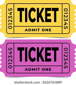 Ticket template. Admit one ticket design. Vector illustration.