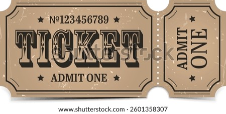 Ticket template. Admit one ticket design. Vector illustration.