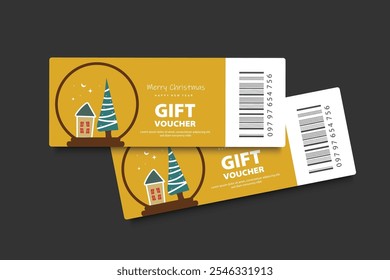 Ticket Template for Christmas sale, voucher, offer, gift card, discount, new year