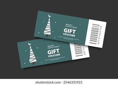 Bilhete Modelo para a venda de Natal, voucher, oferta, cartão de presente, desconto, ano novo