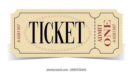 Ticket template design isolated on white background. Art design blank theater, air plane, cinema, train, circus, sport, football invitation coupon.