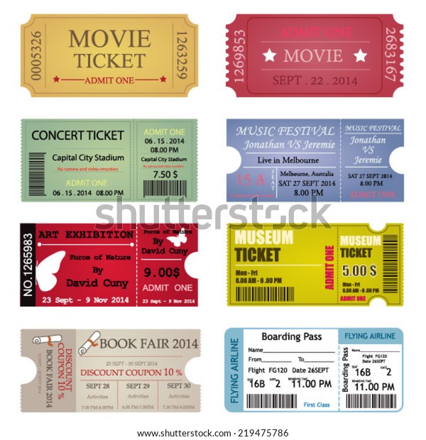 Ticket Template Designs Stock Vector (Royalty Free) 219475786 ...