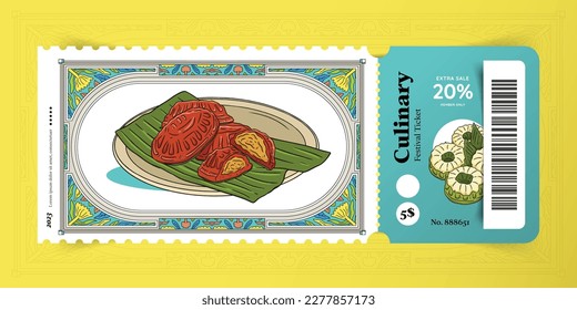 ticket template idea design for food culinary cuisine festival with indonesian food