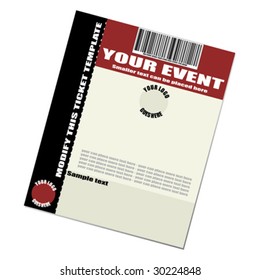 Ticket template isolated over white square background