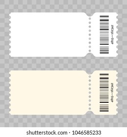 Ticket template modern trendy blank design. Vector admit ticket with barcode for cinema movie, music concert or festival and sport or club party admission pass