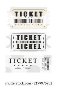 Ticket template set. Pass card design. Isolated on white background. Vector illustration.